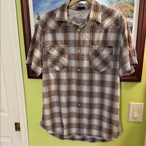 Men's Brown Plaid Short Sleeve Shirt